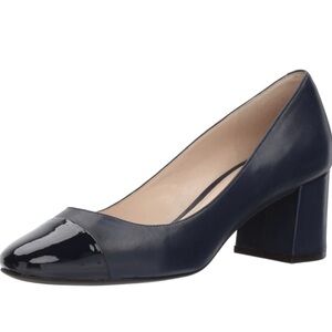 Cole Haan Black Leather Block Heel Dawna Grand Pumps